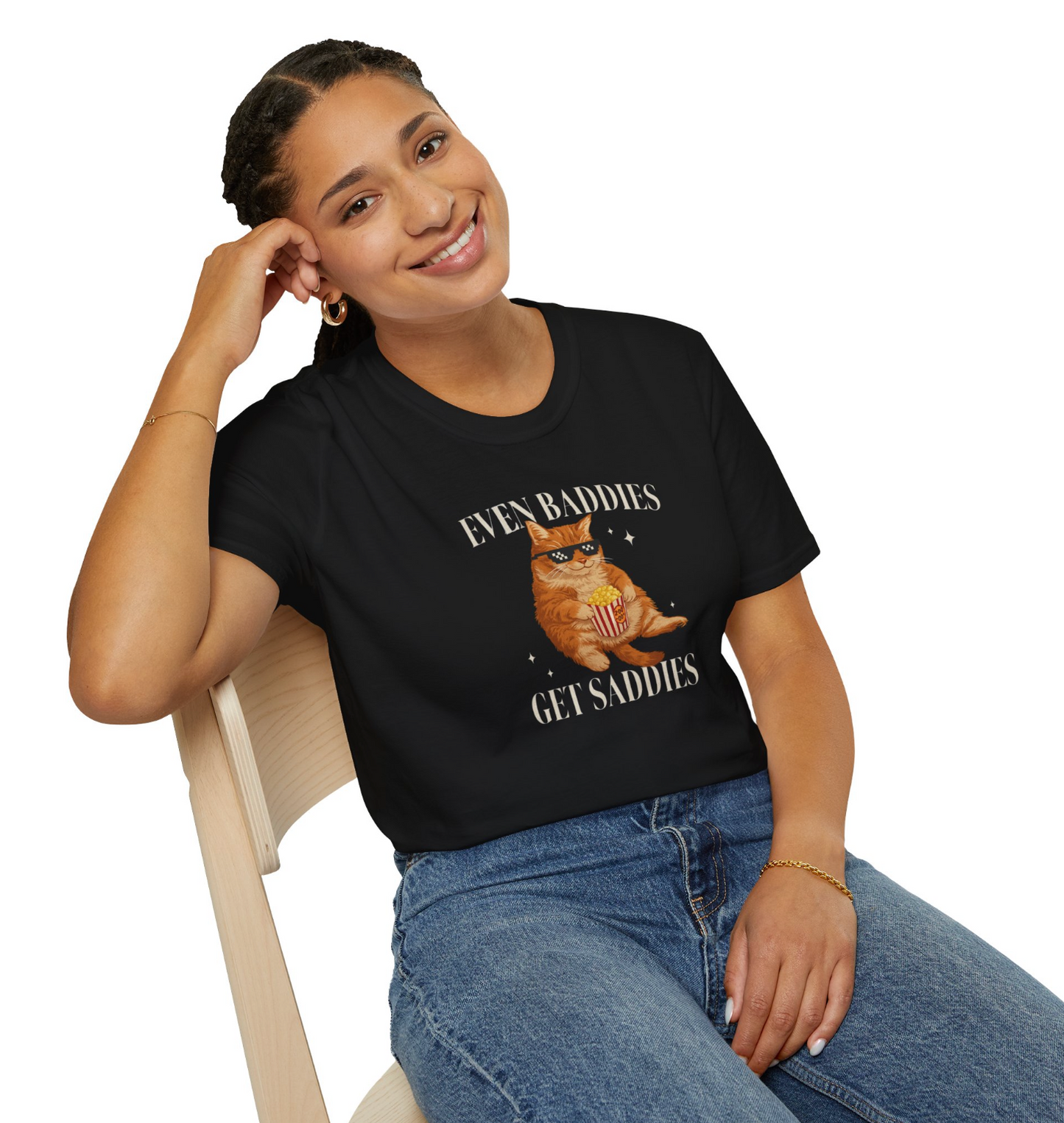 VMGA Funny Cat “Even Baddies Get Saddies” Siyah Tişört