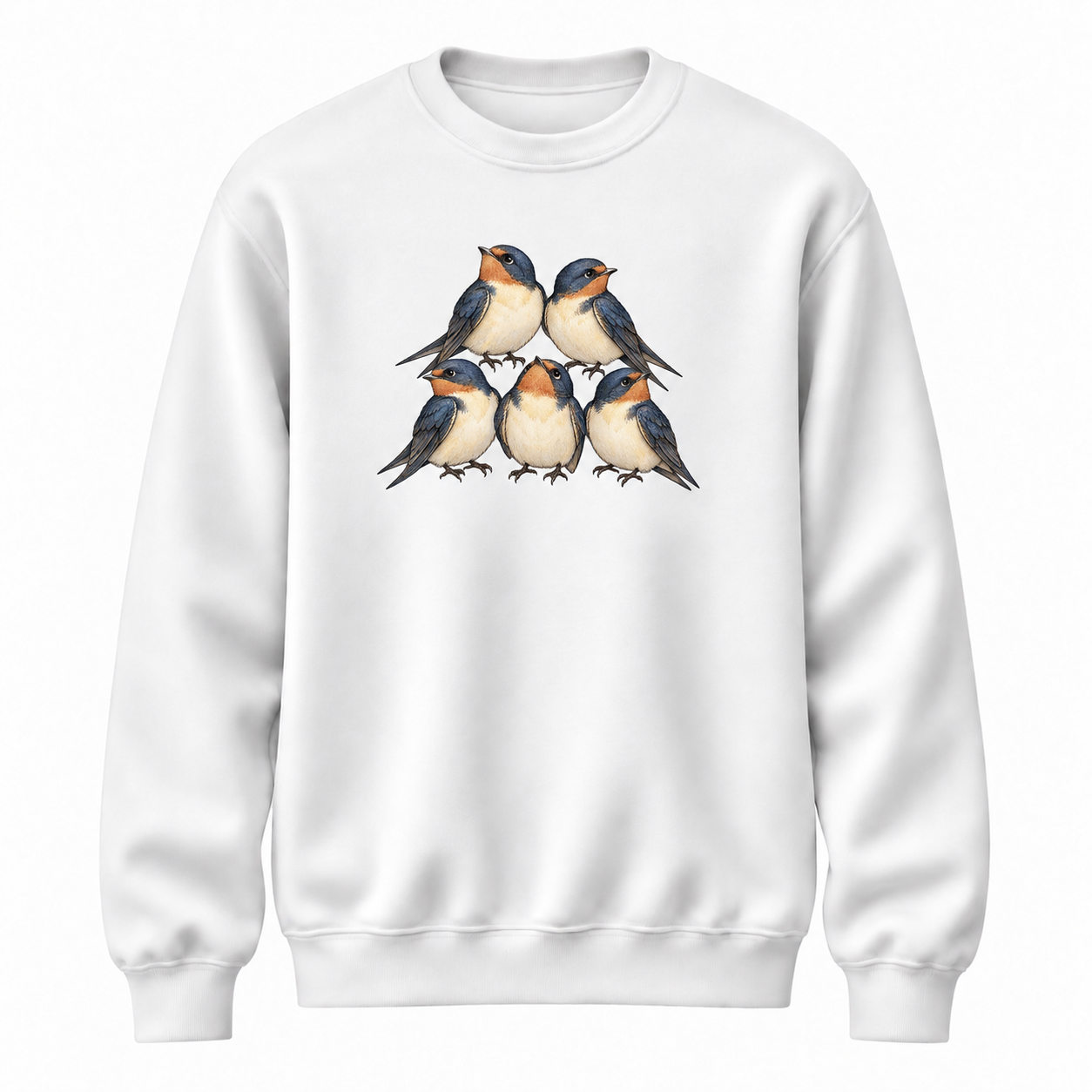 Kanat Arası Kırlangıç Baskılı Beyaz Unisex Sweatshirt VMGA sweatshirt görseli