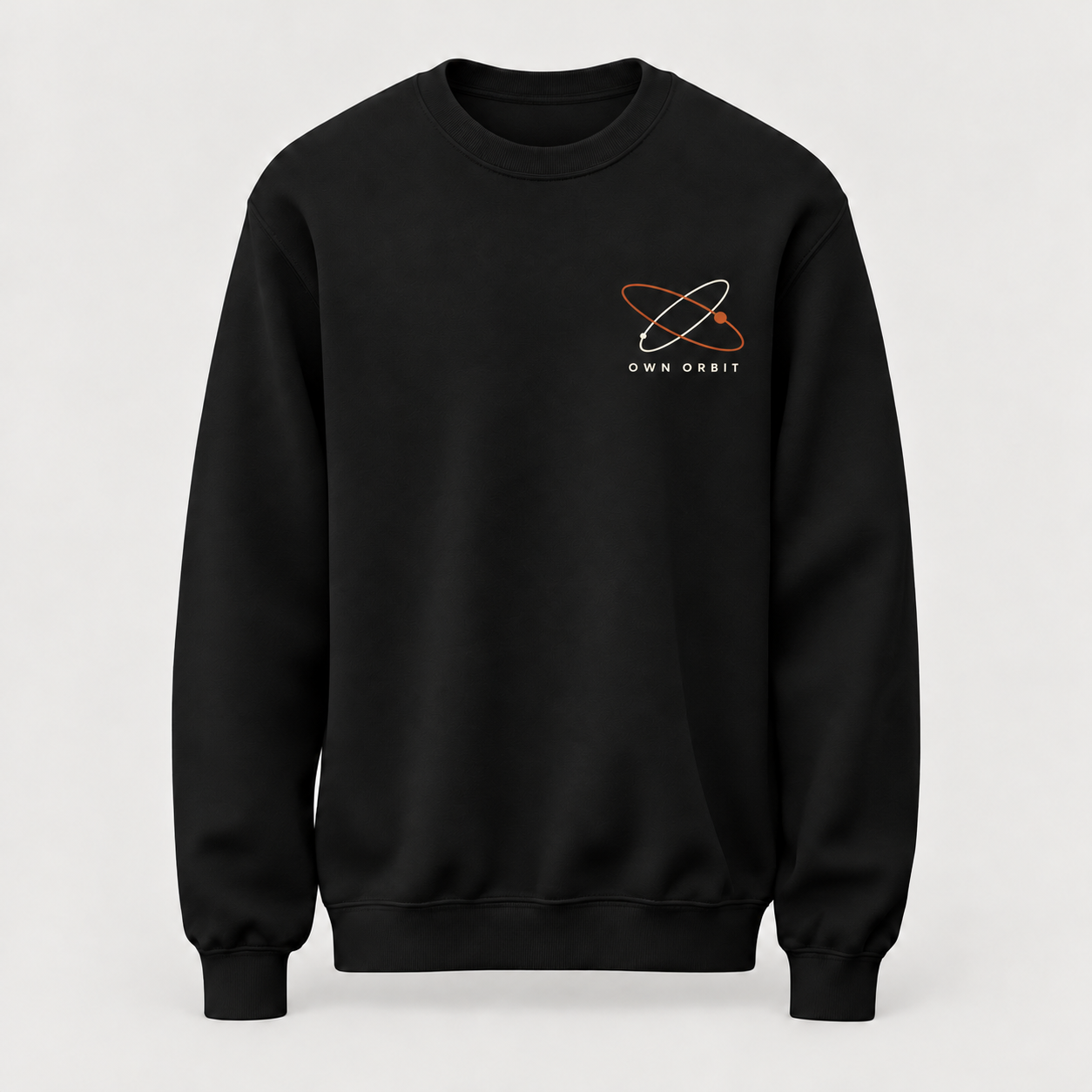 Yörünge Arası Minimal Yörünge Baskılı Siyah Unisex Sweatshirt VMGA sweatshirt görseli