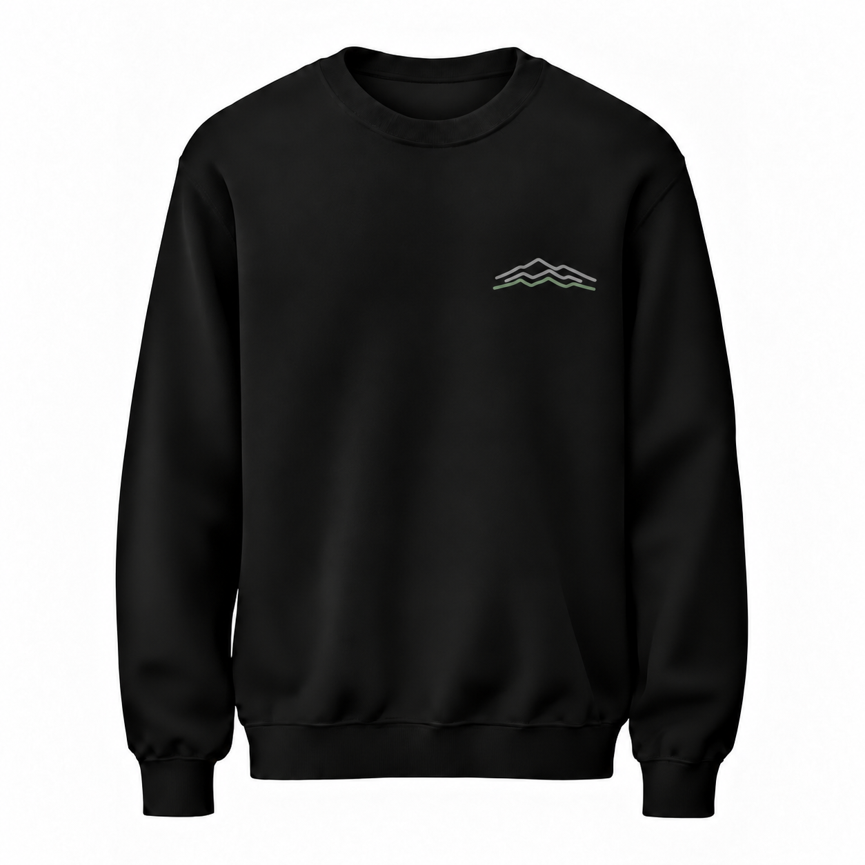 Sis Geçidi Minimal Dağ Baskılı Siyah Unisex Sweatshirt VMGA sweatshirt görseli