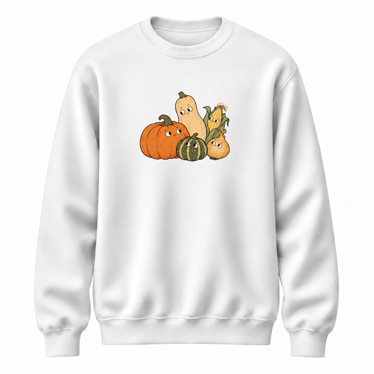 Bostan Molası Sebze Baskılı Beyaz Unisex Sweatshirt VMGA sweatshirt görseli