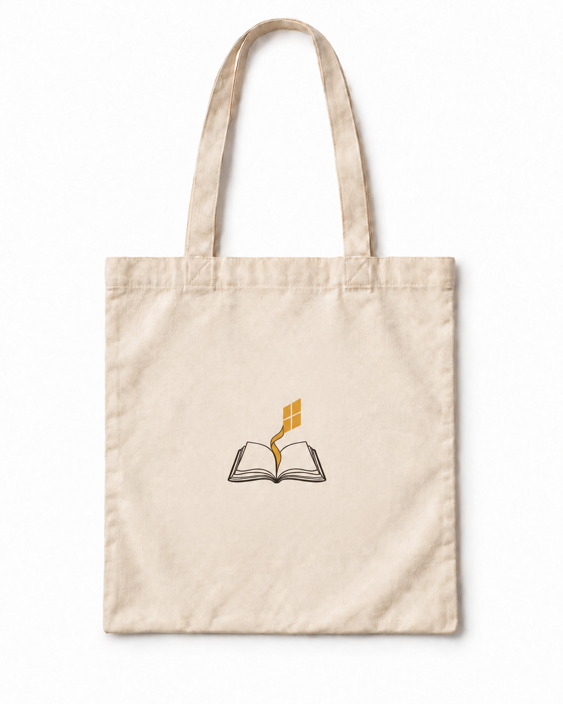 Sayfa Arası Minimal Kitap Baskılı Ekru Bez Çanta 35×40 cm VMGA bez çanta görseli