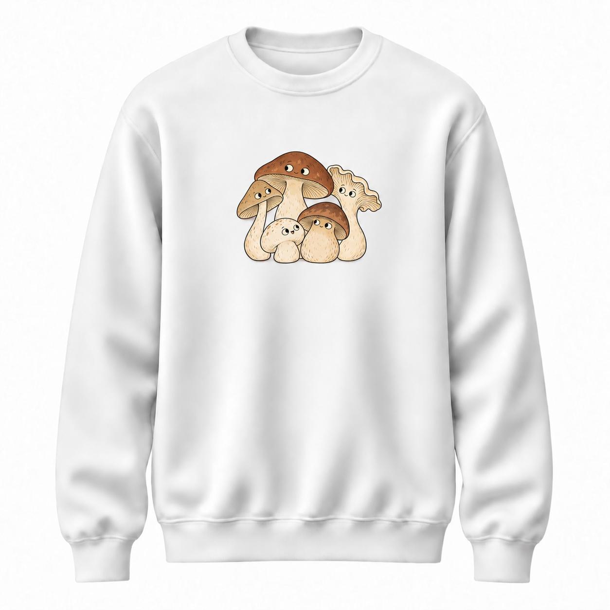 Mantar Meclisi Sebze Baskılı Beyaz Unisex Sweatshirt VMGA sweatshirt görseli