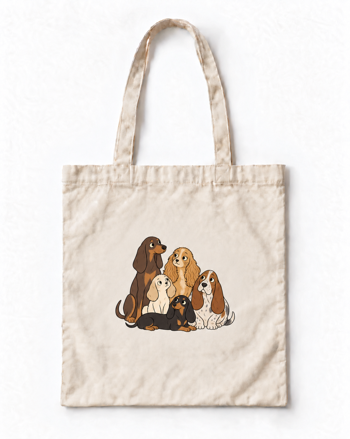 Uzun Kulaklar Köpek Baskılı Ekru Bez Çanta 35×40 cm VMGA bez çanta görseli