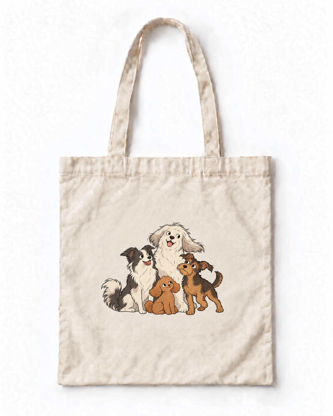 Rüzgâr Patileri Köpek Baskılı Ekru Bez Çanta 35×40 cm VMGA bez çanta görseli