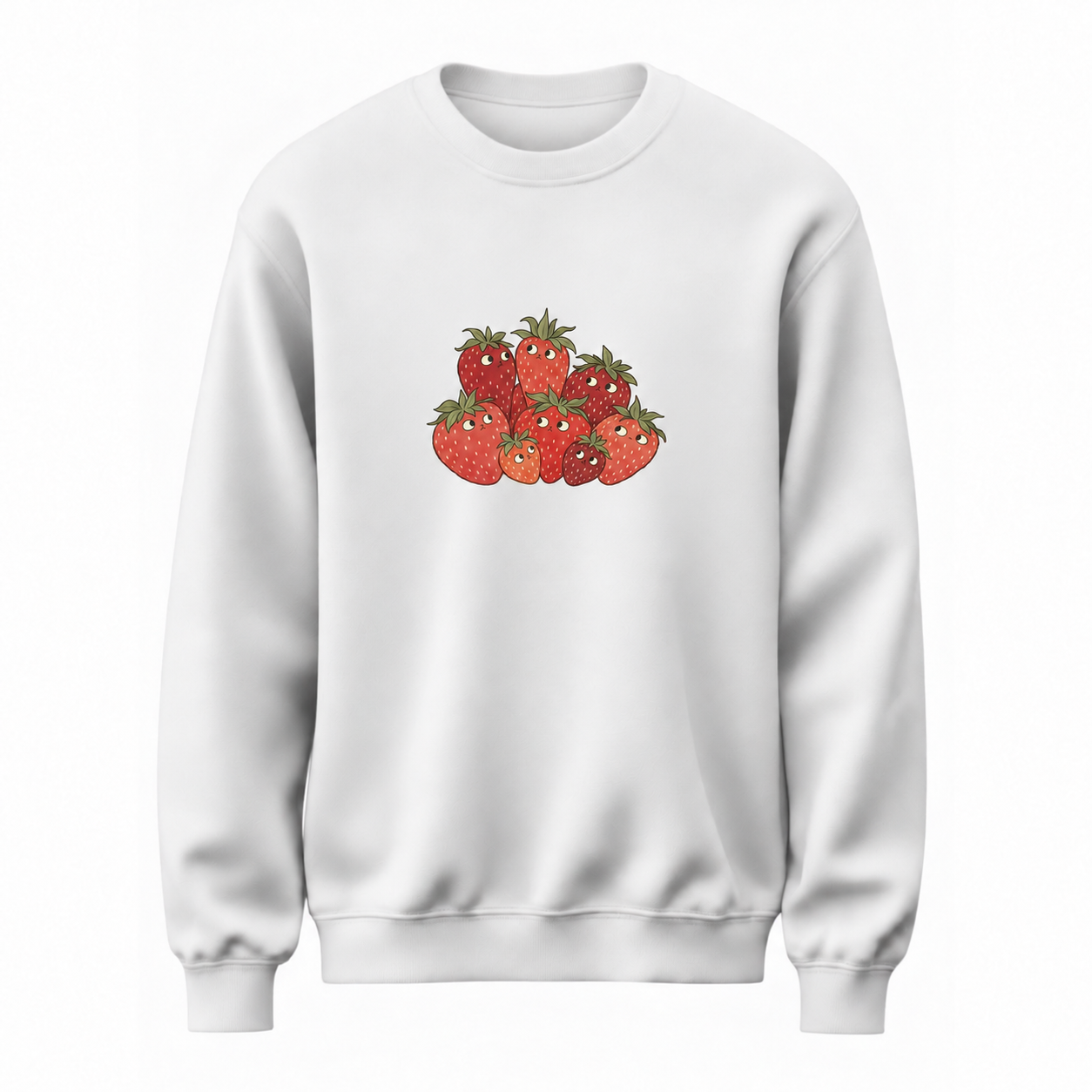 Çilek Sohbeti Meyve Baskılı Beyaz Unisex Sweatshirt VMGA sweatshirt görseli