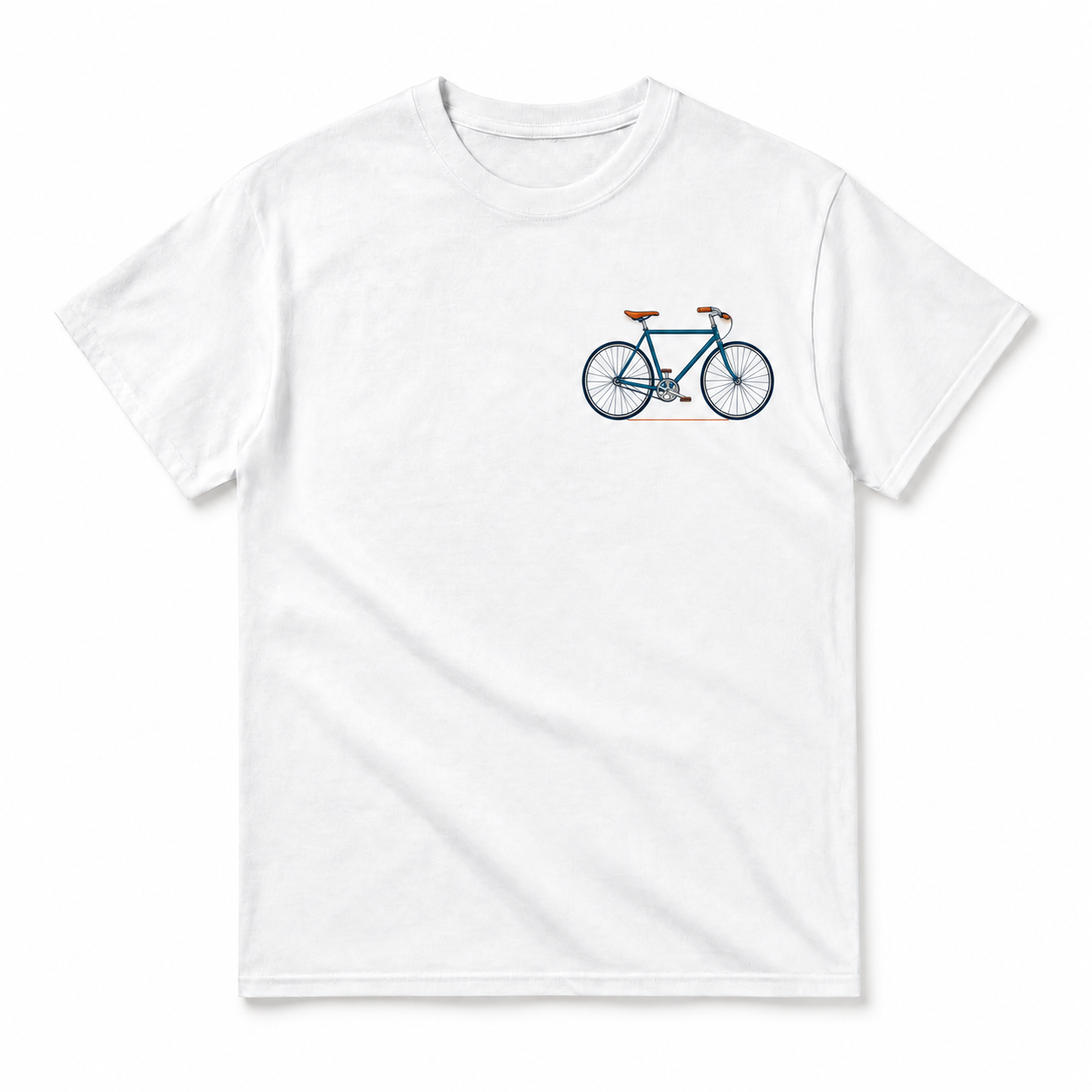 Pedal Çizgisi Minimal Bisiklet Baskılı Beyaz Standart Unisex Tişört VMGA tişört görseli