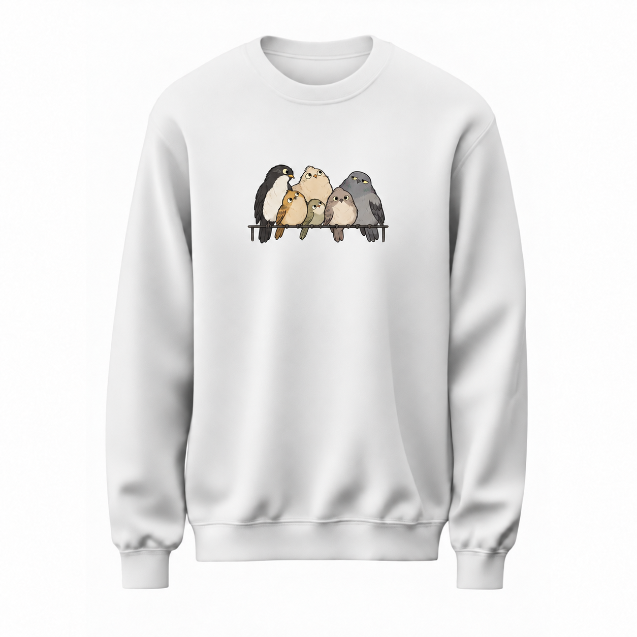 Balkon Korosu Kuş Baskılı Beyaz Unisex Sweatshirt VMGA sweatshirt görseli