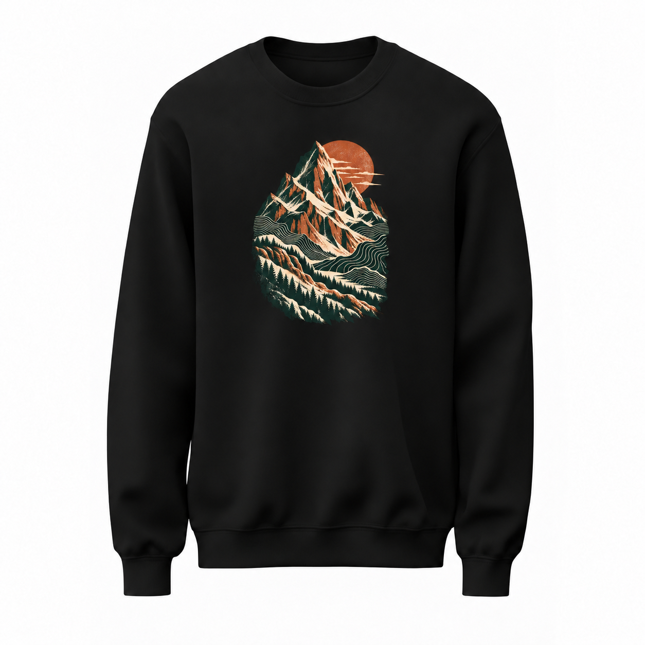 Zirve İzleri Dağ Baskılı Siyah Sweatshirt VMGA sweatshirt görseli