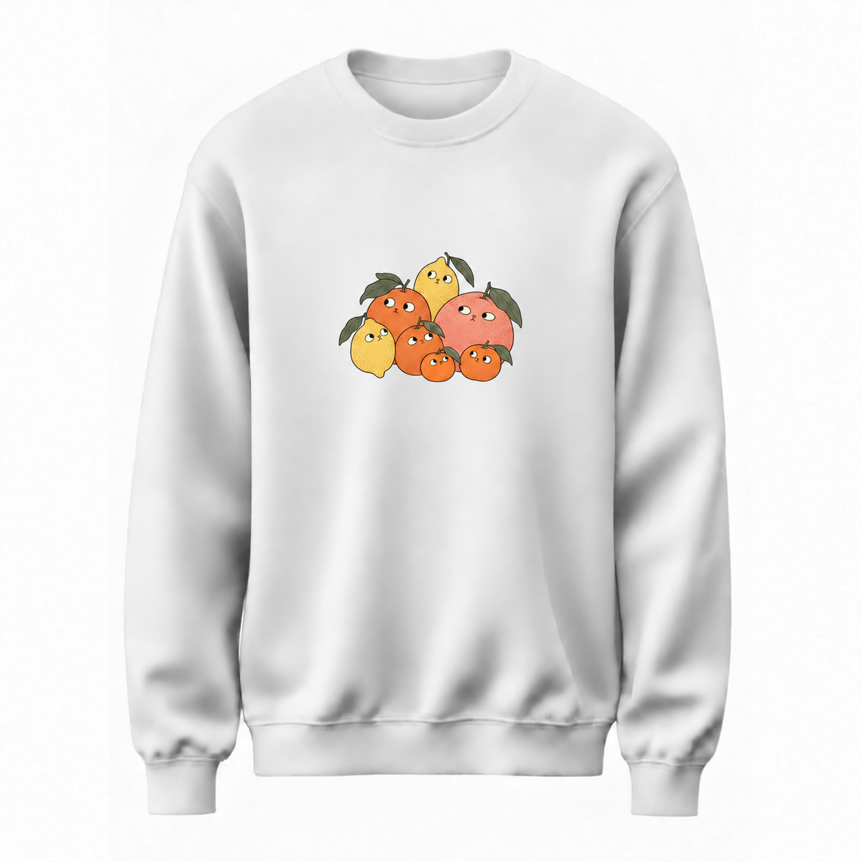 Narenciye Meclisi Meyve Baskılı Beyaz Unisex Sweatshirt VMGA sweatshirt görseli