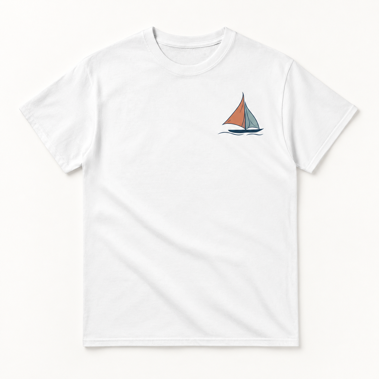 Sessiz Yelken Minimal Yelkenli Baskılı Beyaz Standart Unisex Tişört VMGA tişört görseli