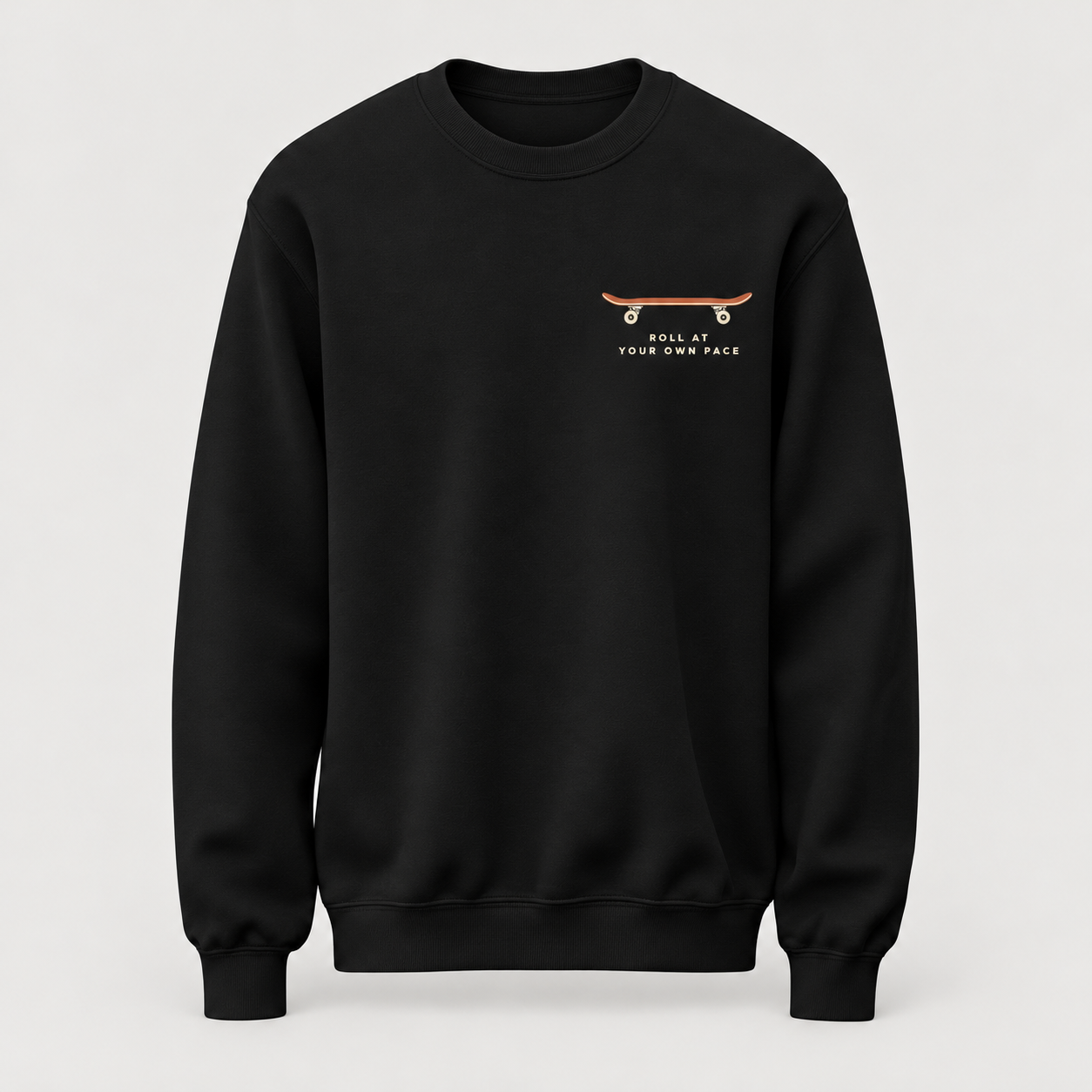 Kendi Tempon Kaykay Baskılı Siyah Unisex Sweatshirt VMGA sweatshirt görseli