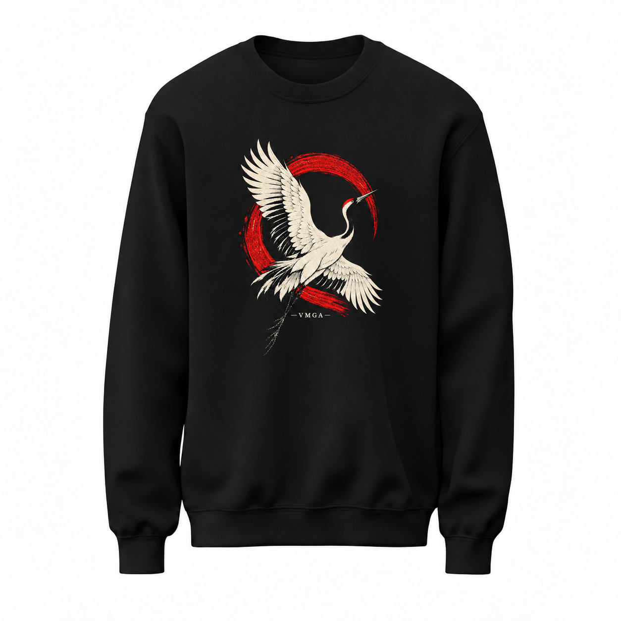 Kızıl Çember Turna Baskılı Siyah Sweatshirt VMGA sweatshirt görseli