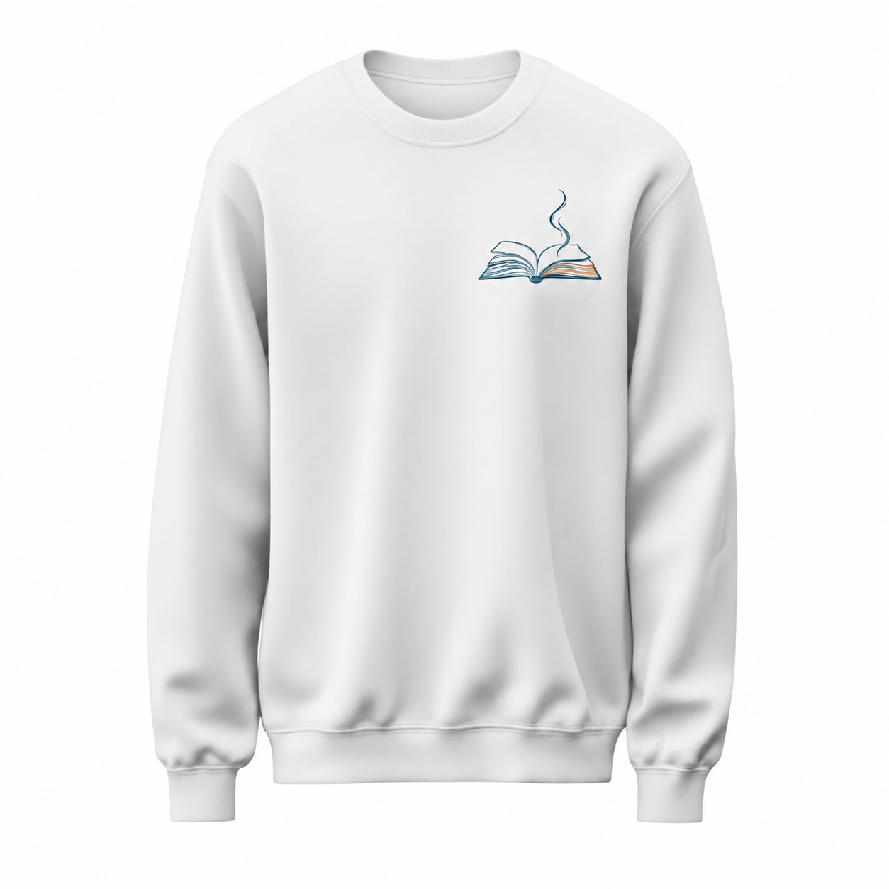Sayfa Arası Minimal Kitap Baskılı Beyaz Unisex Sweatshirt VMGA sweatshirt görseli