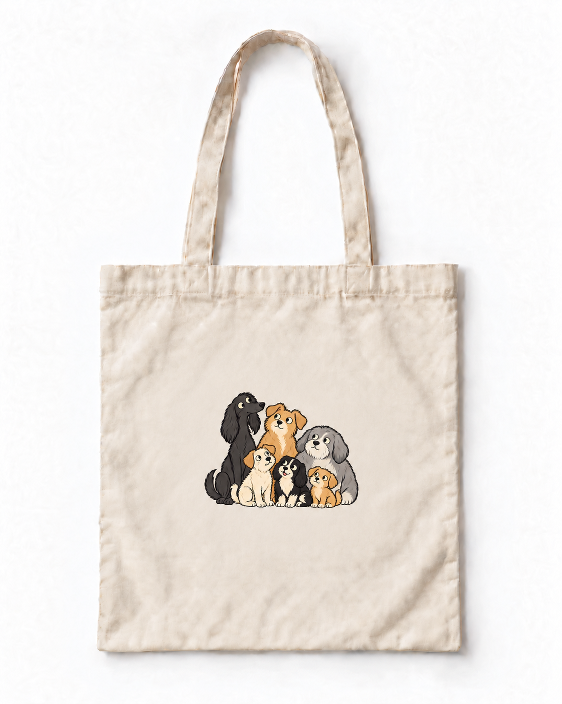 Mahalle Ekibi Köpek Baskılı Ekru Bez Çanta 35×40 cm VMGA bez çanta görseli