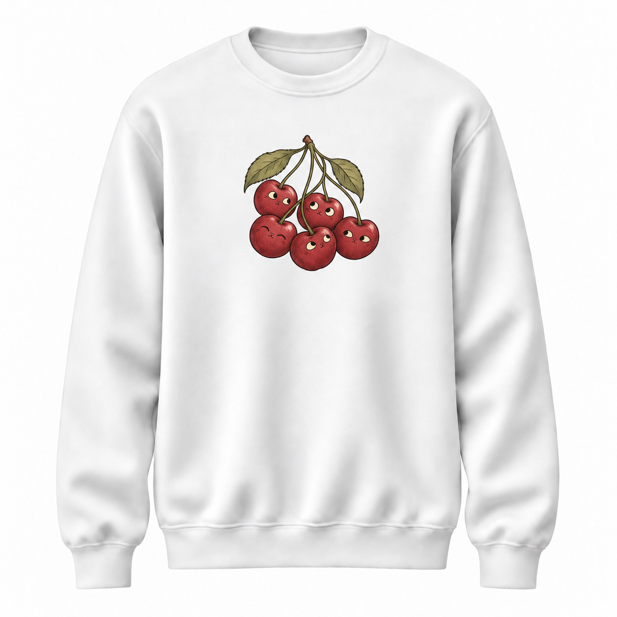 Kiraz Muhabbeti Kiraz Baskılı Beyaz Unisex Sweatshirt VMGA sweatshirt görseli