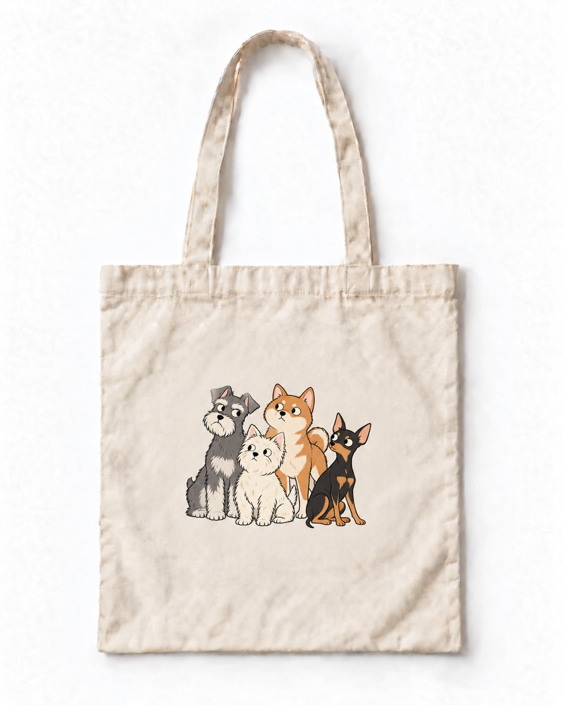 Minik Nöbetçiler Köpek Baskılı Ekru Bez Çanta 35×40 cm VMGA bez çanta görseli