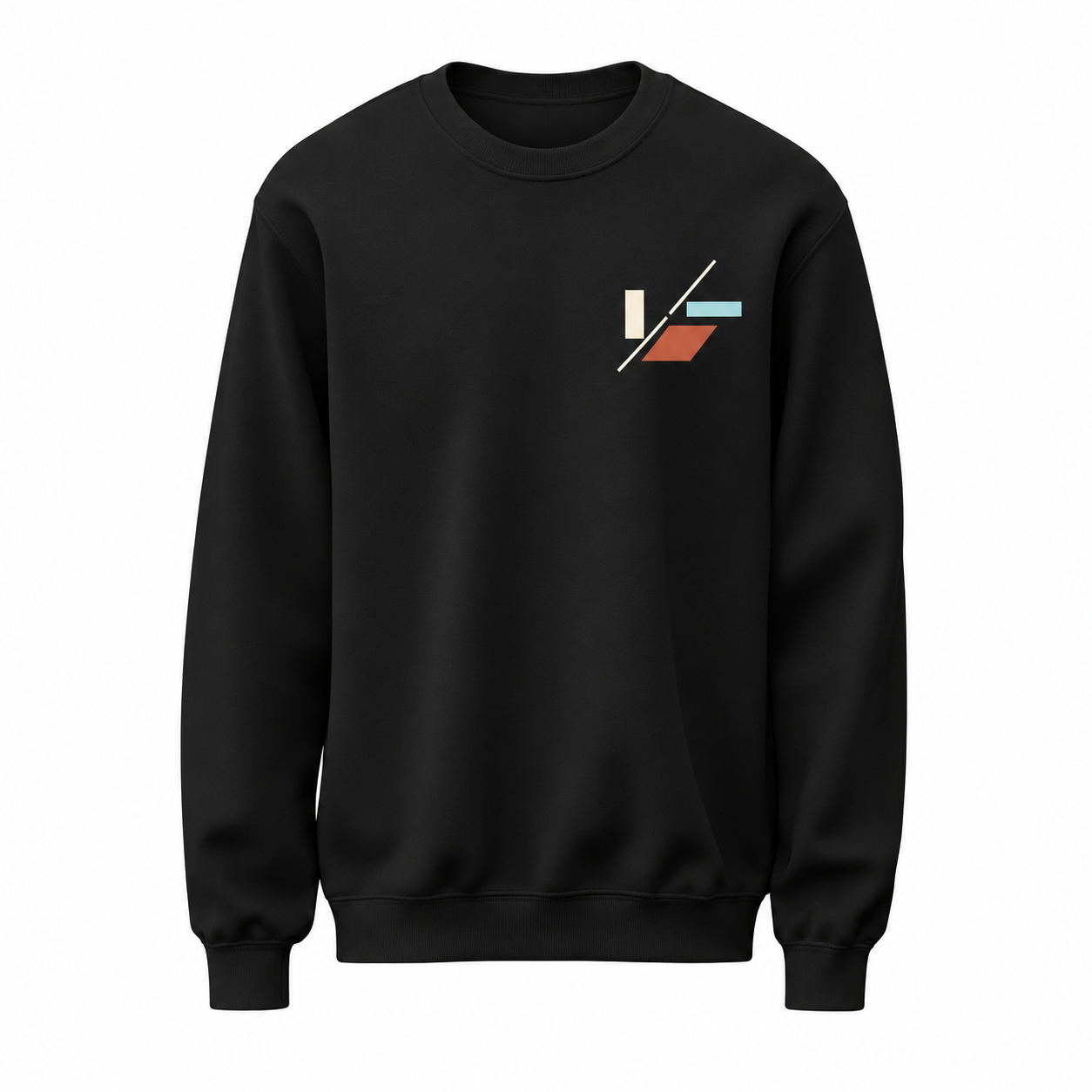 Kırık Ritim Minimal Geometrik Baskılı Siyah Unisex Sweatshirt VMGA sweatshirt görseli