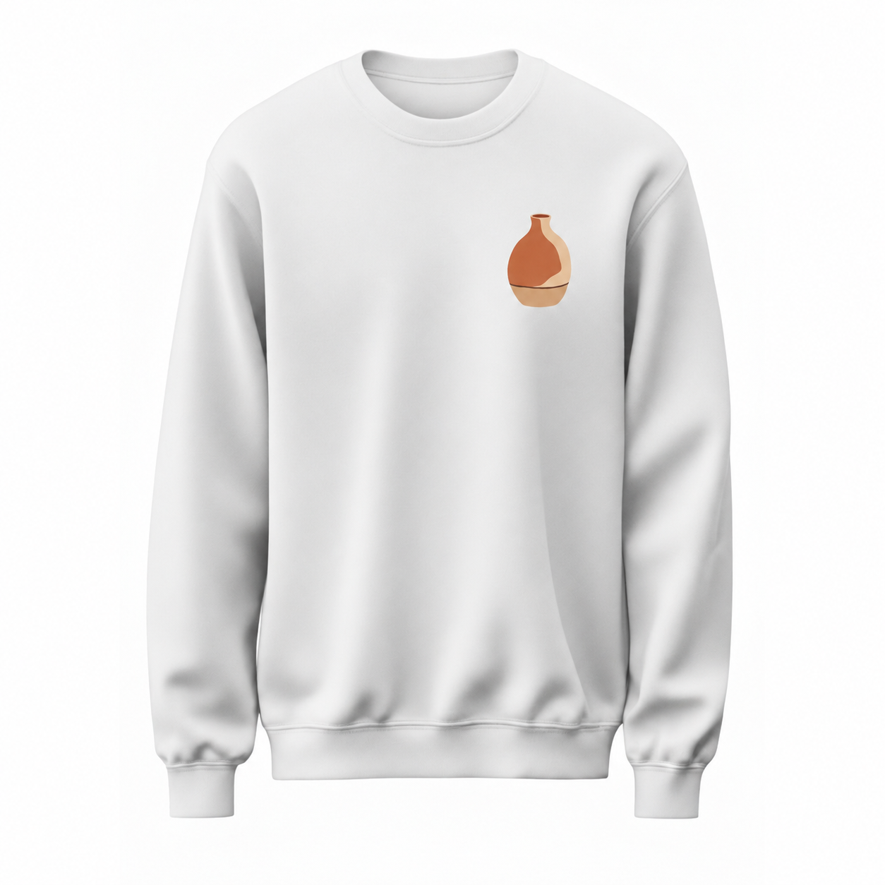 Kil Çizgisi Minimal Seramik Vazo Baskılı Beyaz Unisex Sweatshirt VMGA sweatshirt görseli