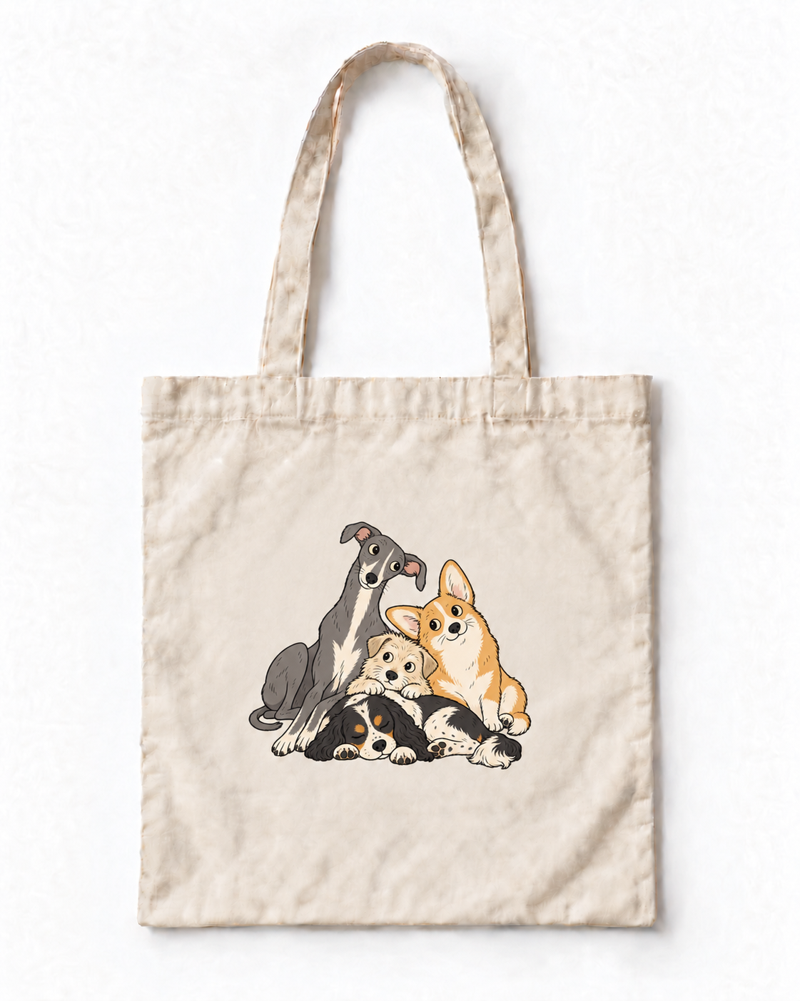 Park Molası Köpek Baskılı Ekru Bez Çanta 35×40 cm VMGA bez çanta görseli