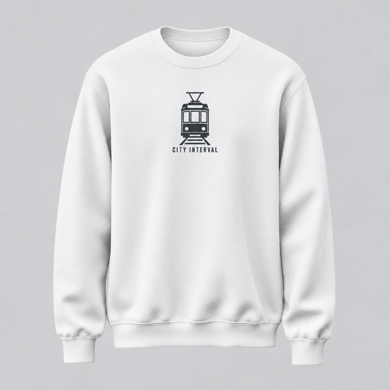 City Interval Tramvay Baskılı Beyaz Unisex Sweatshirt VMGA sweatshirt görseli