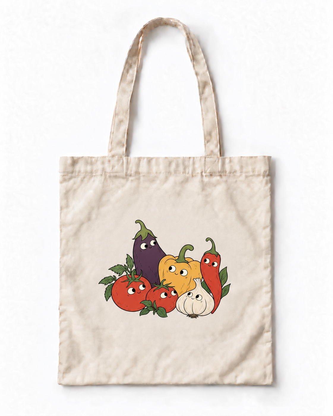Pazar Sohbeti Sebze Baskılı Ekru Bez Çanta 35×40 cm VMGA bez çanta görseli