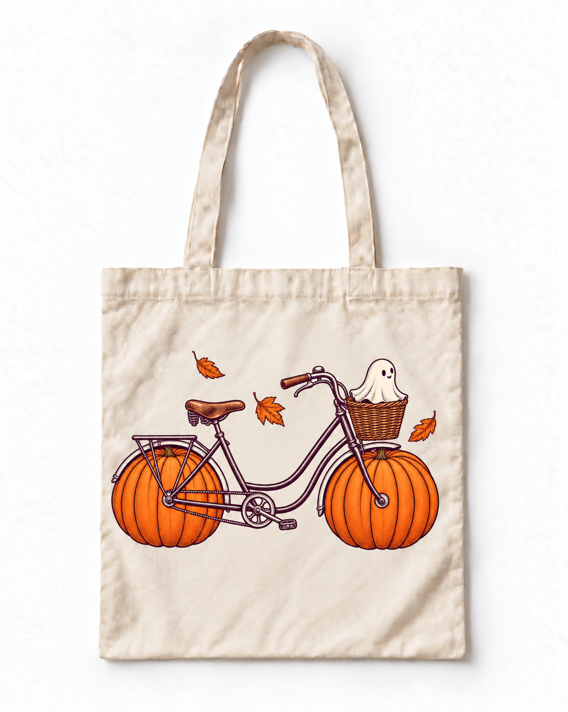 Kabak Ekspresi Halloween Bisiklet ve Hayalet Baskılı Bez Çanta 35... VMGA bez çanta görseli