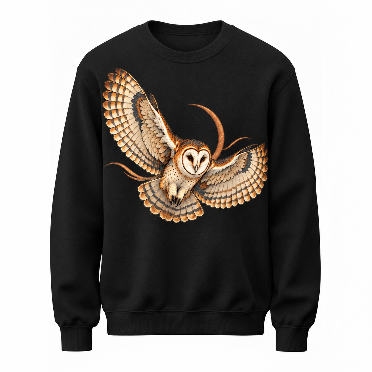 VMGA Gece Nöbeti Peçeli Baykuş Baskılı Siyah Unisex Sweatshirt VMGA sweatshirt görseli