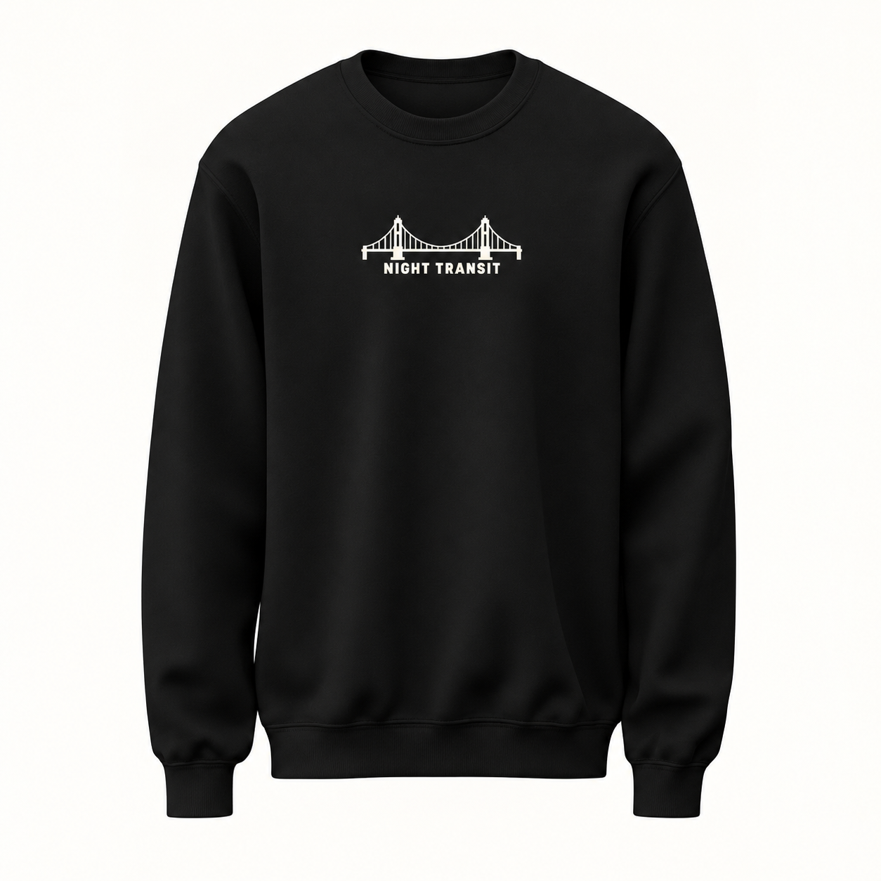 Night Transit Köprü Baskılı Siyah Unisex Sweatshirt VMGA sweatshirt görseli