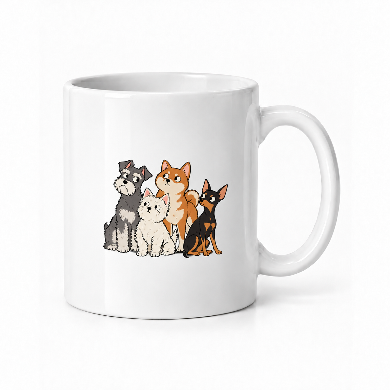 Minik Nöbetçiler Köpek Baskılı Beyaz Seramik Kupa 300 ml VMGA kupa görseli