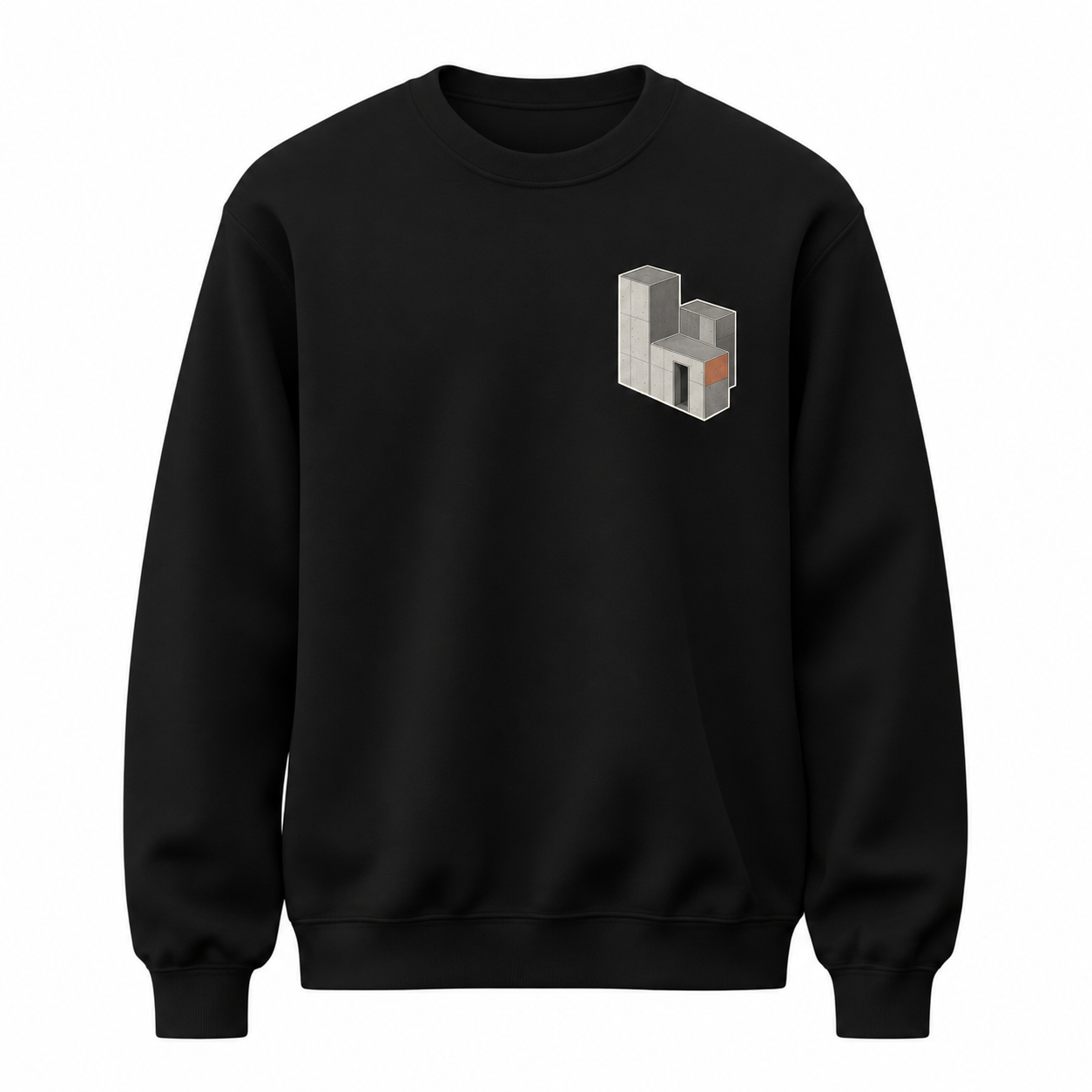 Beton Eşik Minimal Mimari Baskılı Siyah Unisex Sweatshirt VMGA sweatshirt görseli