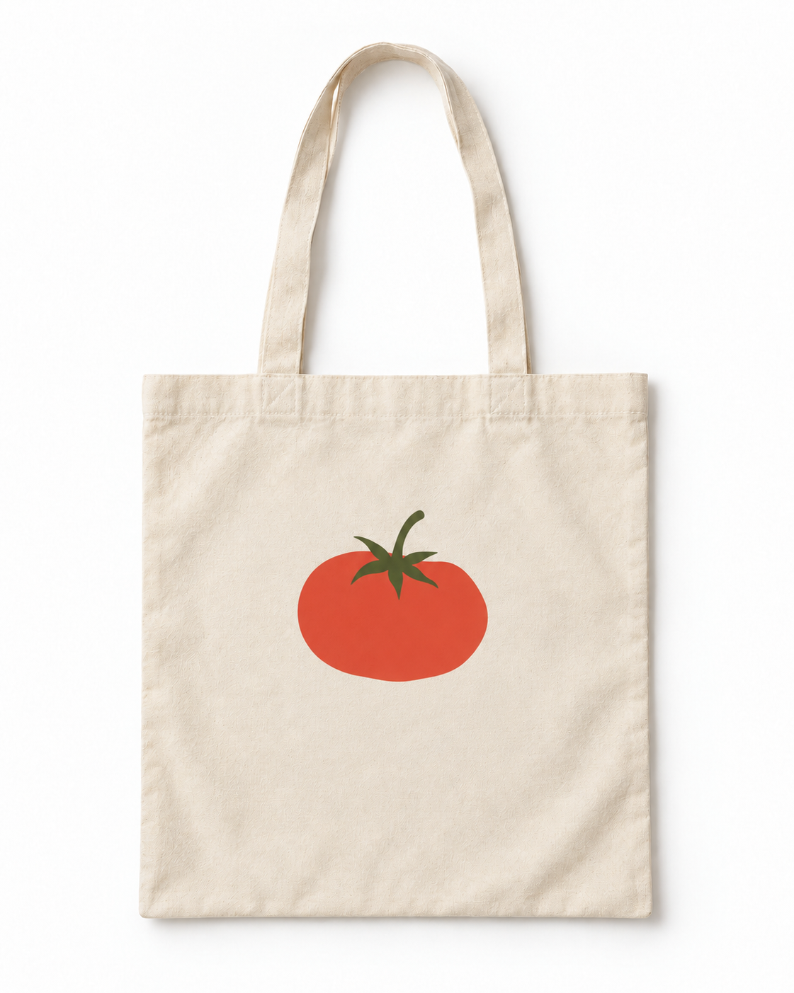 Pazar Kırmızısı Minimal Domates Baskılı Ekru Bez Çanta 35×40 cm VMGA bez çanta görseli
