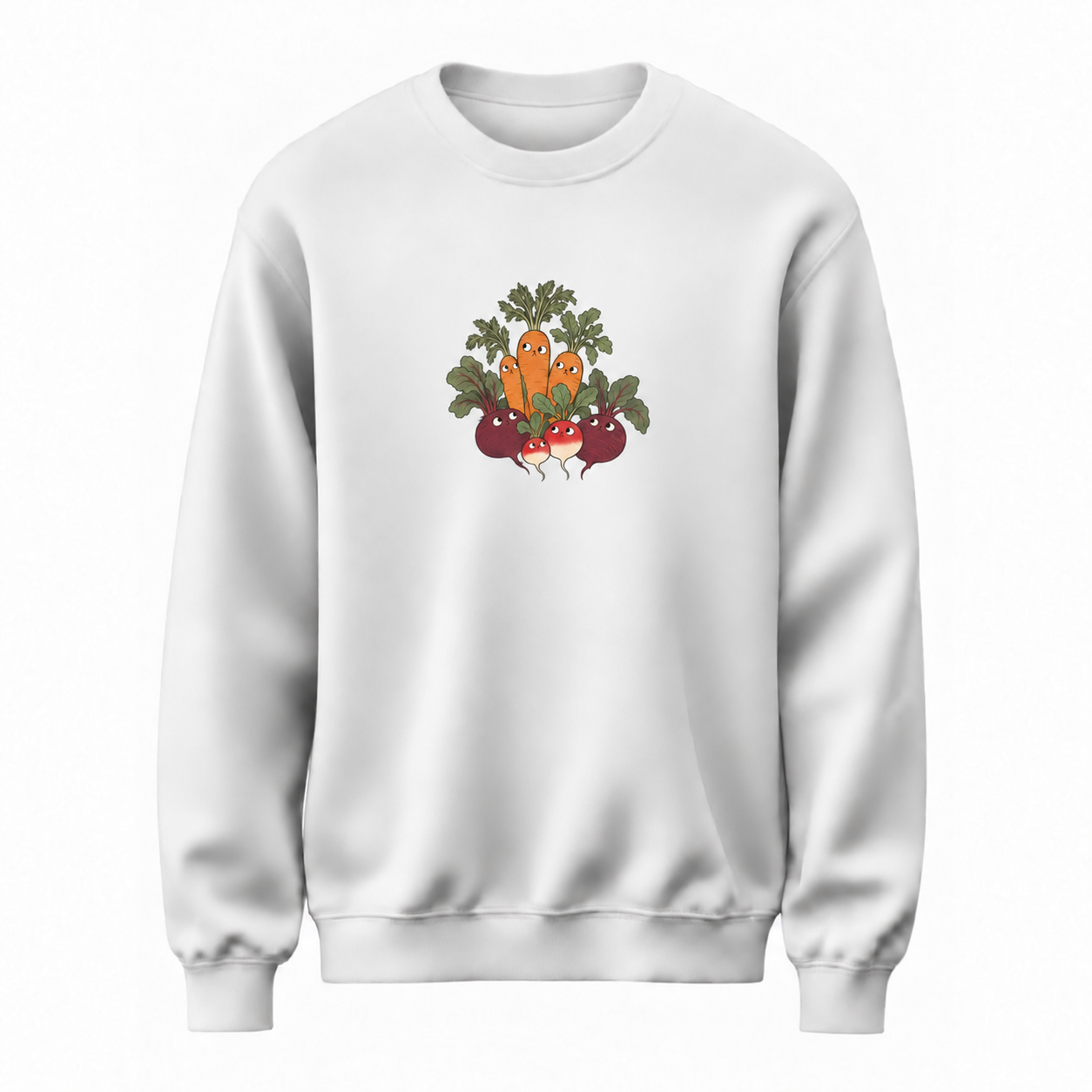 Kök Kardeşler Sebze Baskılı Beyaz Unisex Sweatshirt VMGA sweatshirt görseli