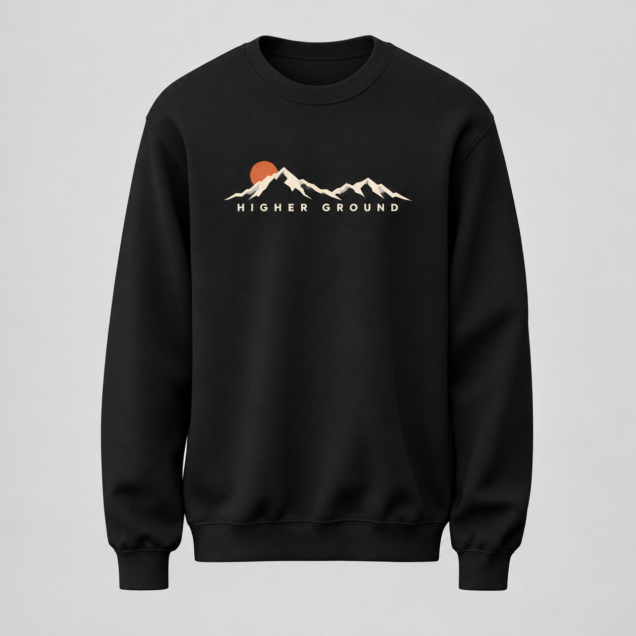 Higher Ground Dağ Baskılı Siyah Unisex Sweatshirt VMGA sweatshirt görseli