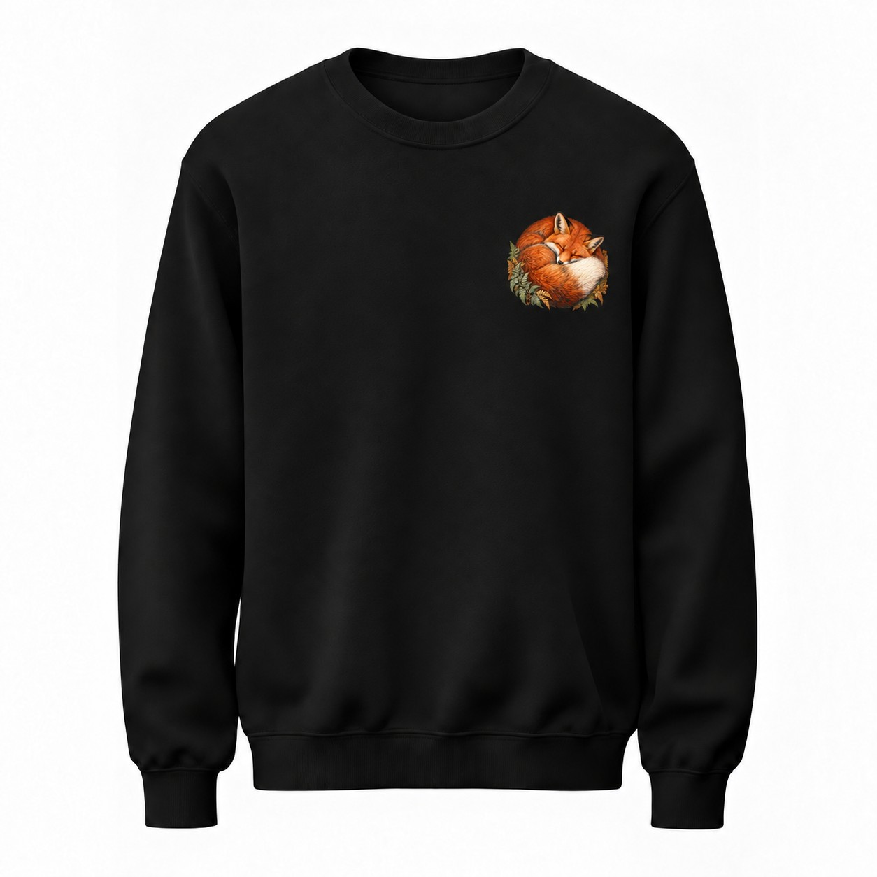 Tilki Uykusu Küçük Tilki Baskılı Siyah Regular Sweatshirt VMGA sweatshirt görseli