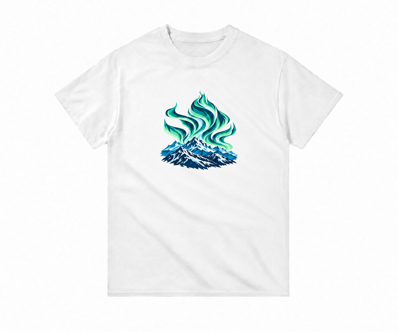 Kutup Işığı Aurora Baskılı Beyaz Unisex Tişört VMGA tişört görseli