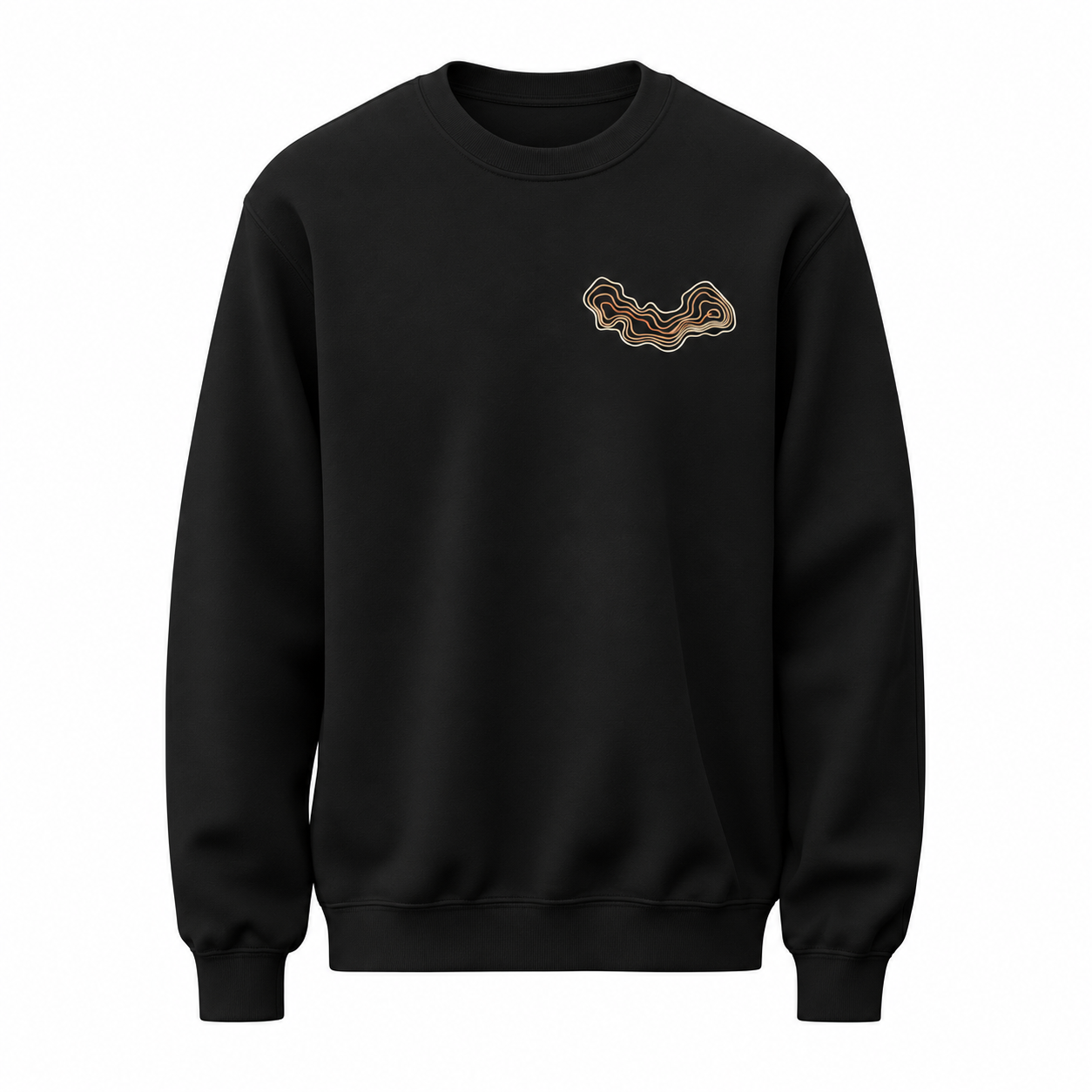 Kot Farkı Minimal Topografik Baskılı Siyah Unisex Sweatshirt VMGA sweatshirt görseli