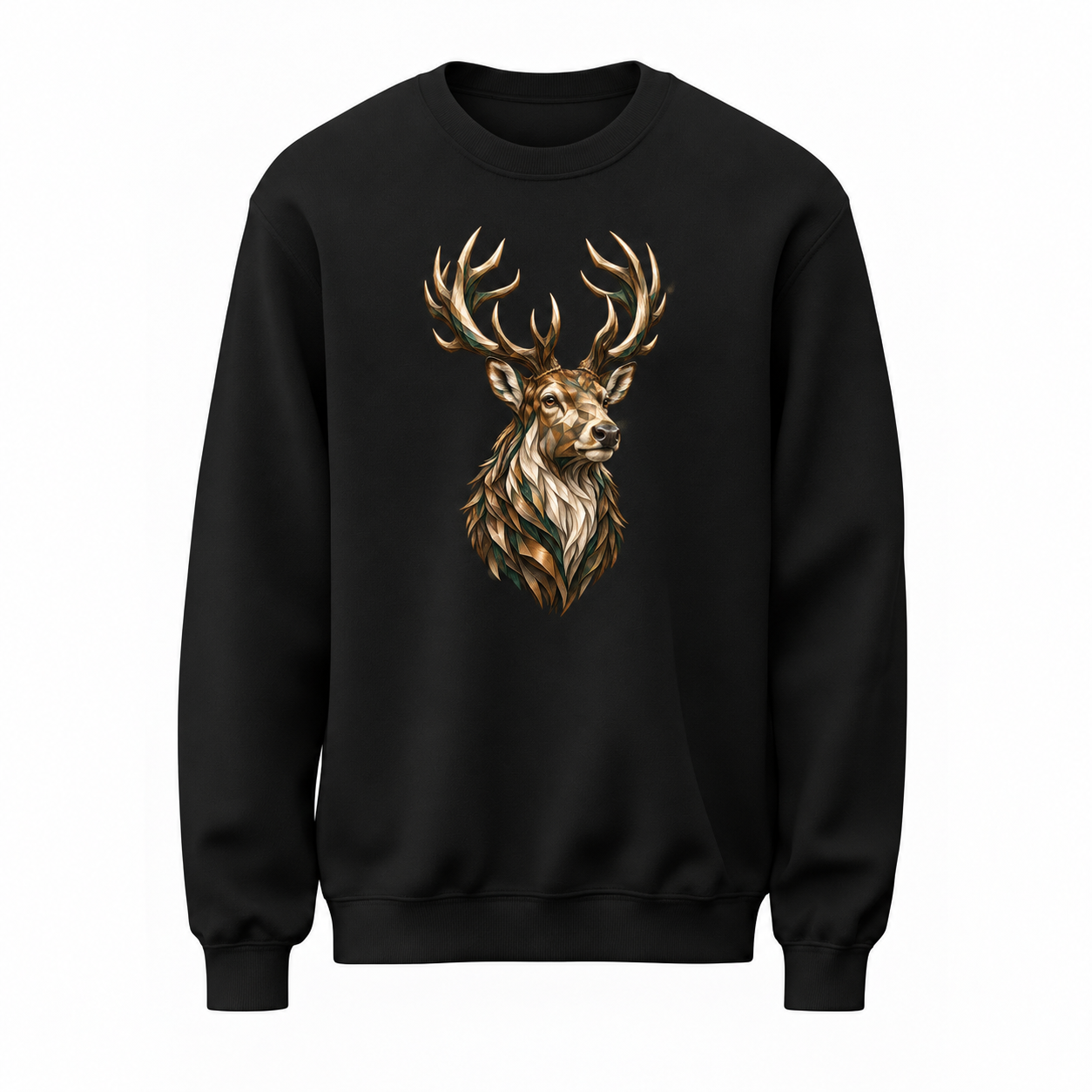 Ormanın Tacı Geyik Baskılı Siyah Sweatshirt VMGA sweatshirt görseli