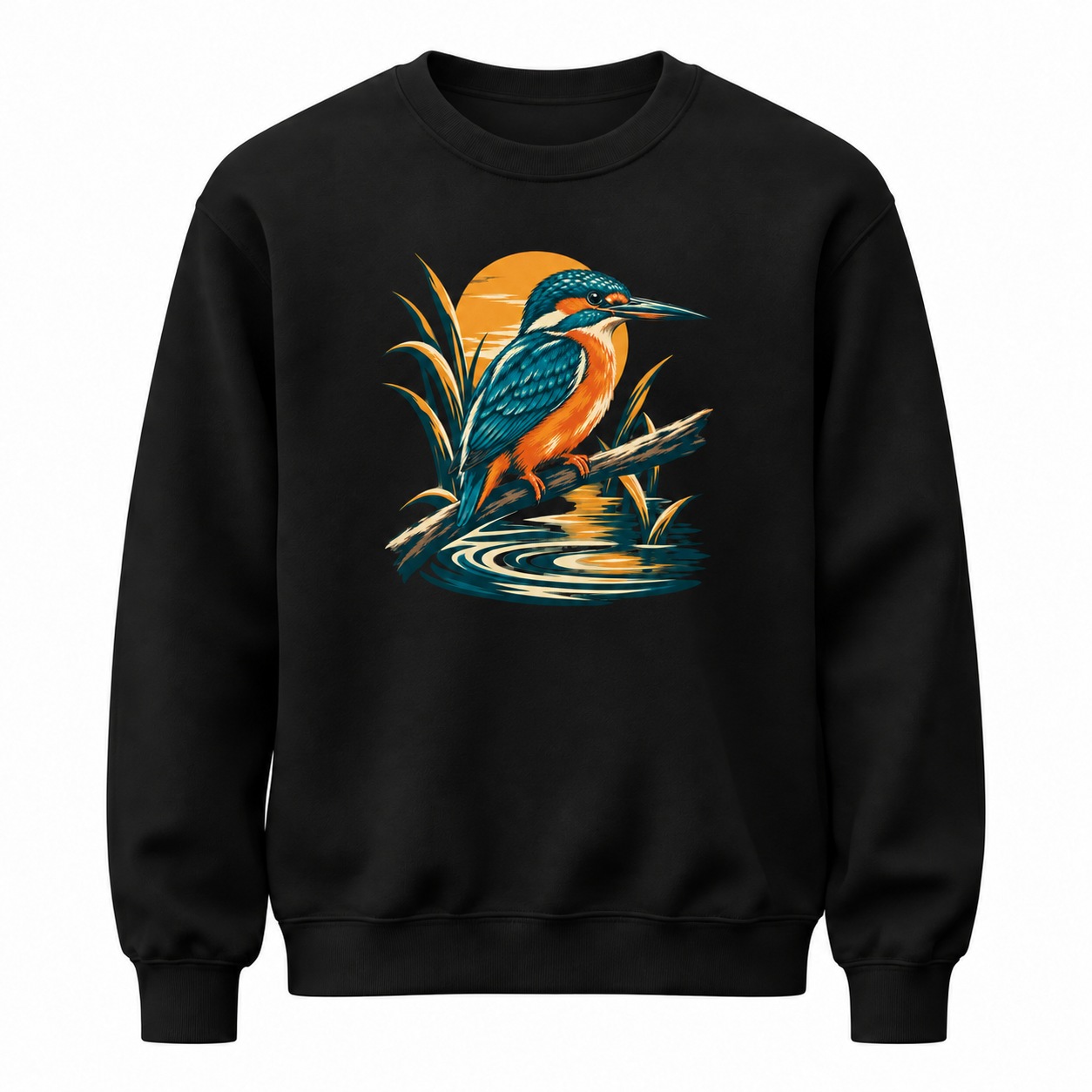 Suyun Ritmi Yalıçapkını Baskılı Siyah Sweatshirt VMGA sweatshirt görseli
