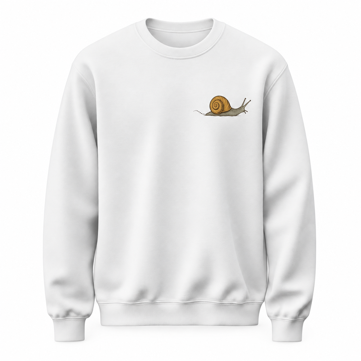 Sarmal Sükûnet Minimal Salyangoz Baskılı Beyaz Unisex Sweatshirt VMGA sweatshirt görseli