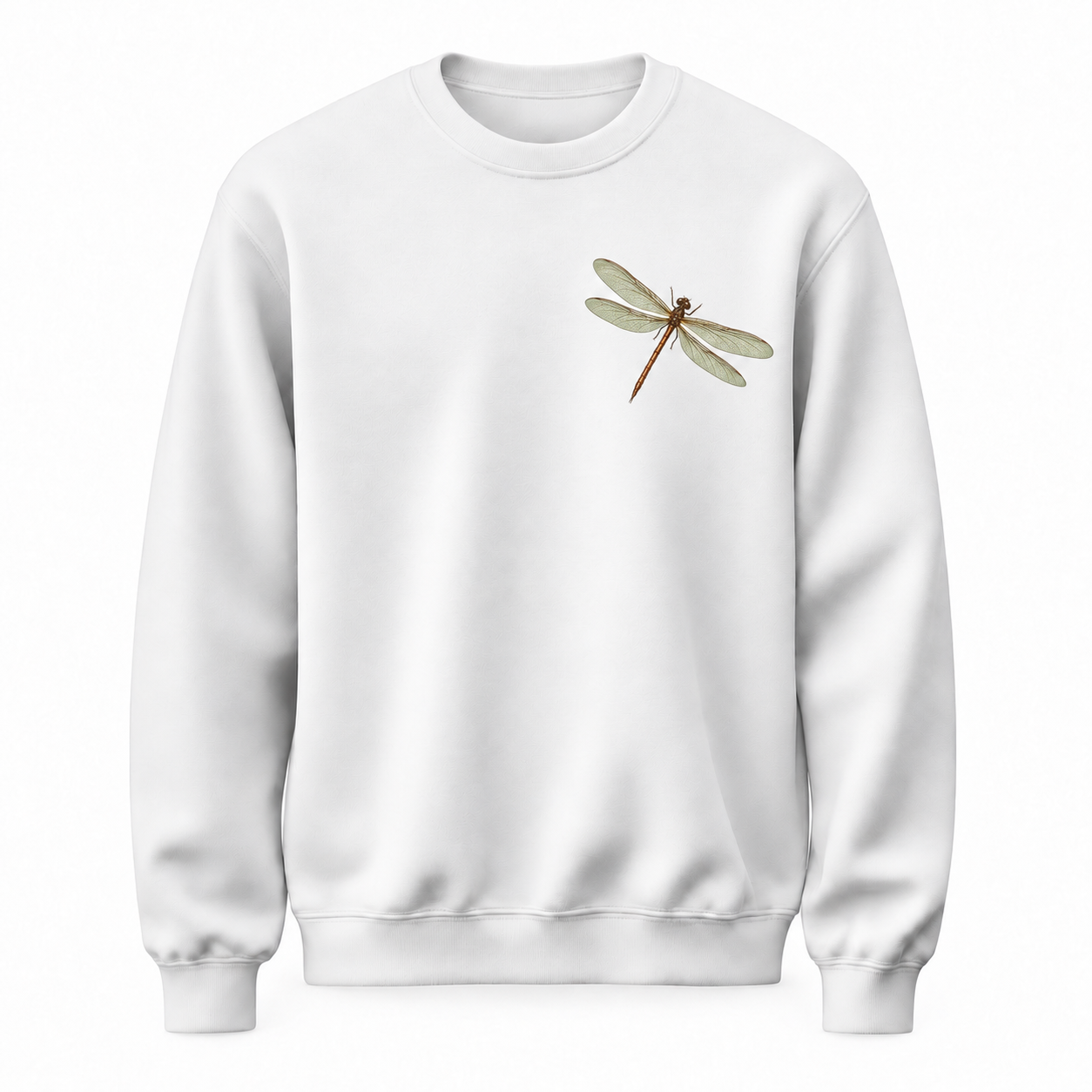 Durgun Kanat Minimal Yusufçuk Baskılı Beyaz Unisex Sweatshirt VMGA sweatshirt görseli