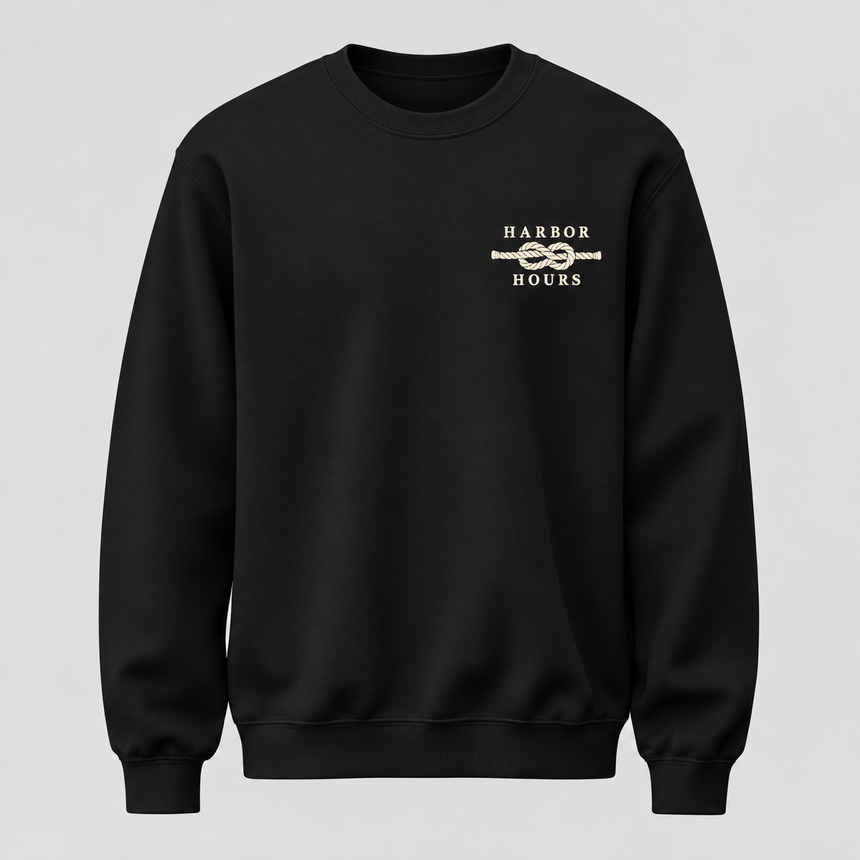 Harbor Hours Düğüm Baskılı Siyah Unisex Sweatshirt VMGA sweatshirt görseli