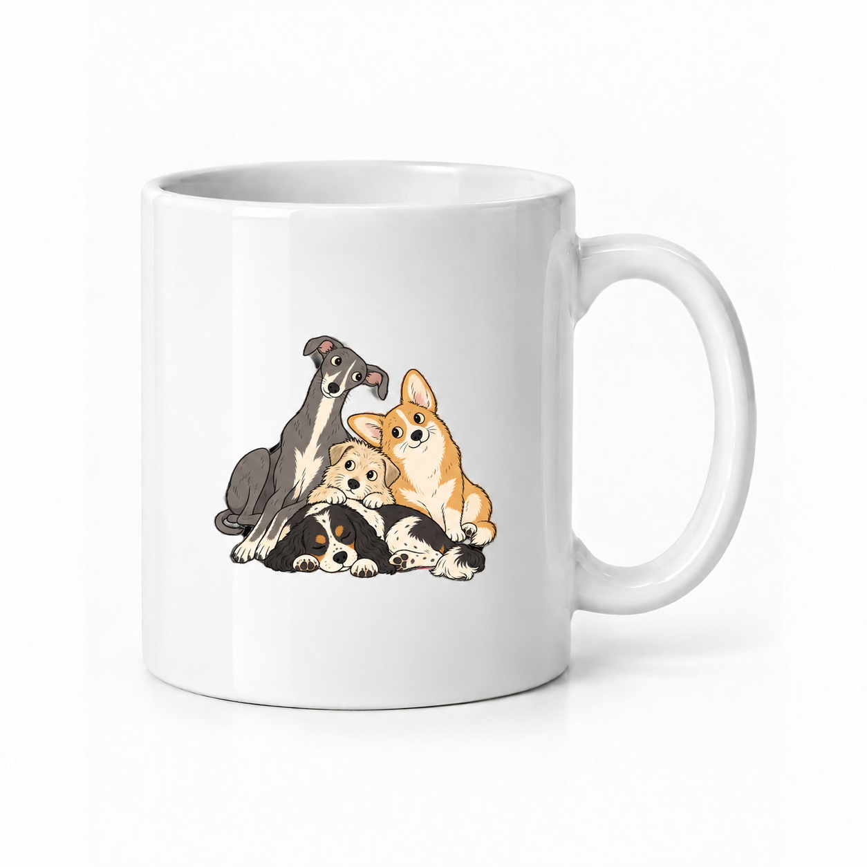 Park Molası Köpek Baskılı Beyaz Seramik Kupa 300 ml VMGA kupa görseli