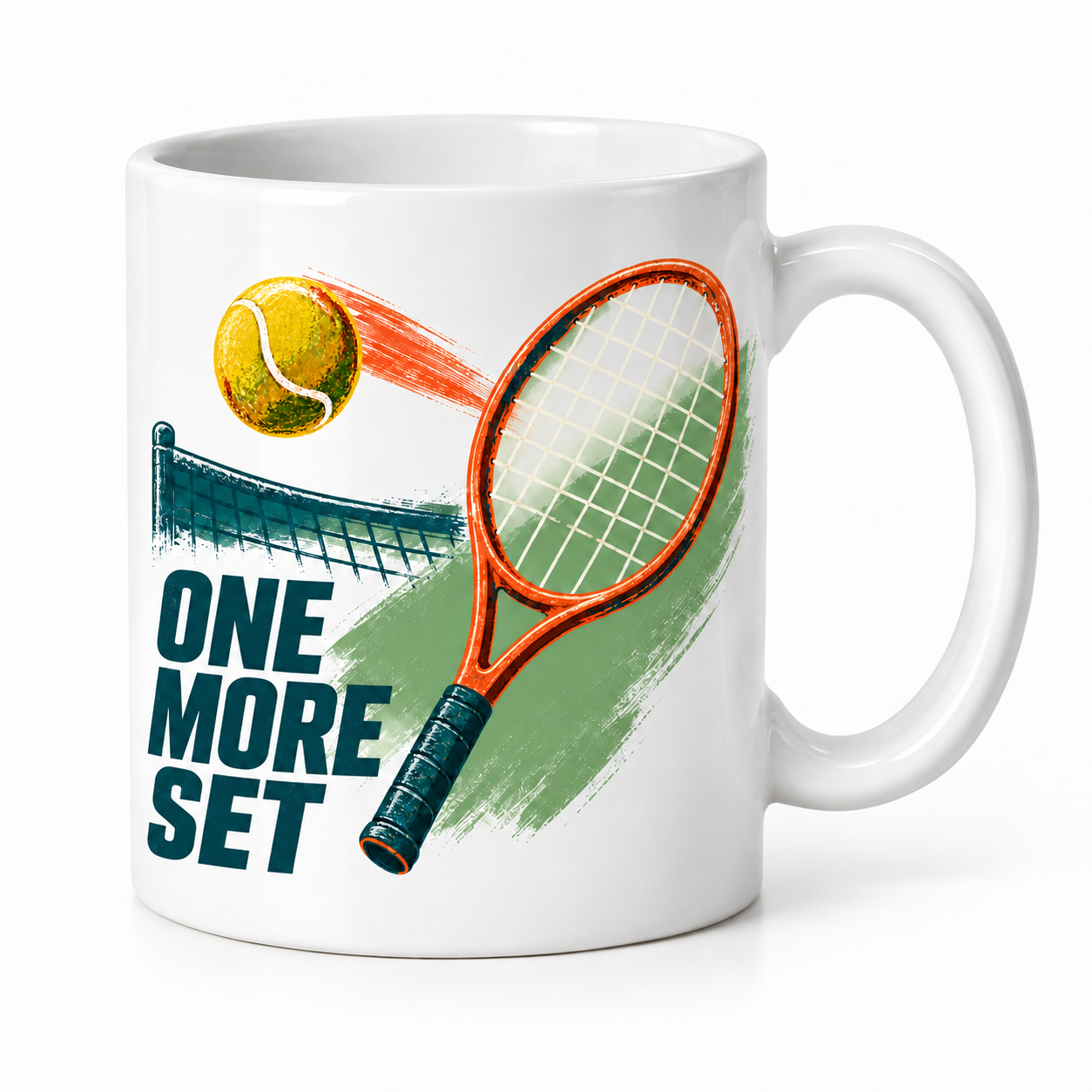 Kort Molası Tenis İllüstrasyonu Baskılı Beyaz Seramik Kupa 300 ml VMGA kupa görseli