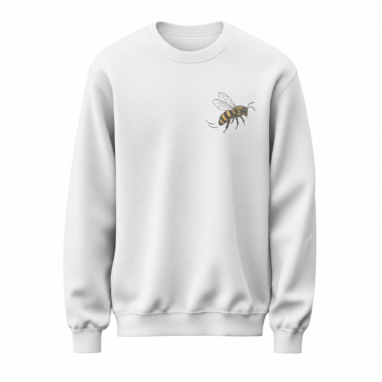 Polen Rotası Minimal Arı Baskılı Beyaz Unisex Sweatshirt VMGA sweatshirt görseli