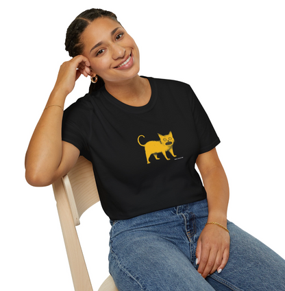 VMGA Yellow Cat Baskılı Siyah Unisex Tişört