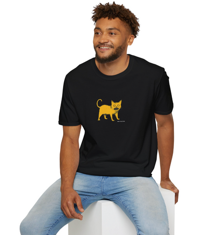 VMGA Yellow Cat Baskılı Siyah Unisex Tişört