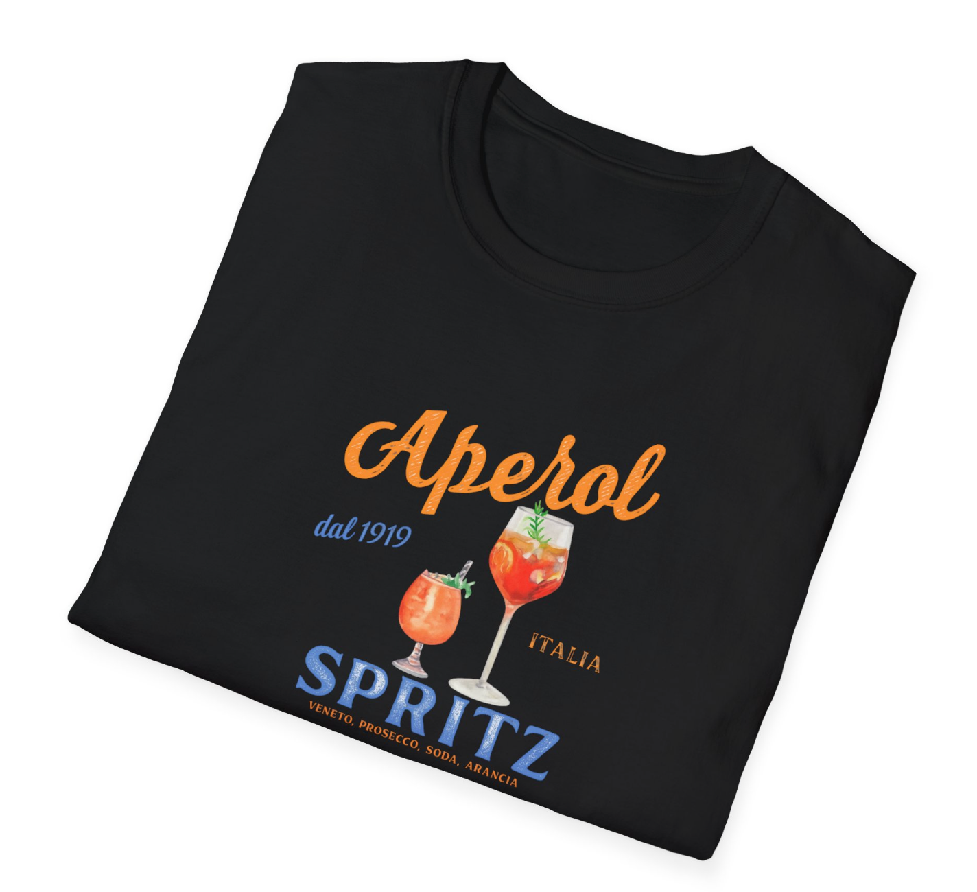 VMGA Aperol Spritz Baskılı Siyah Standart Kesim Tişört