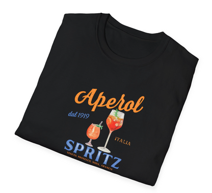 VMGA Aperol Spritz Baskılı Siyah Standart Kesim Tişört