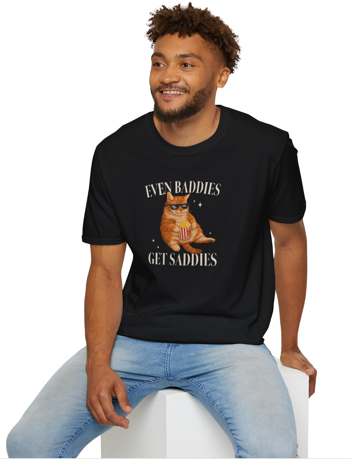 VMGA Funny Cat “Even Baddies Get Saddies” Siyah Tişört